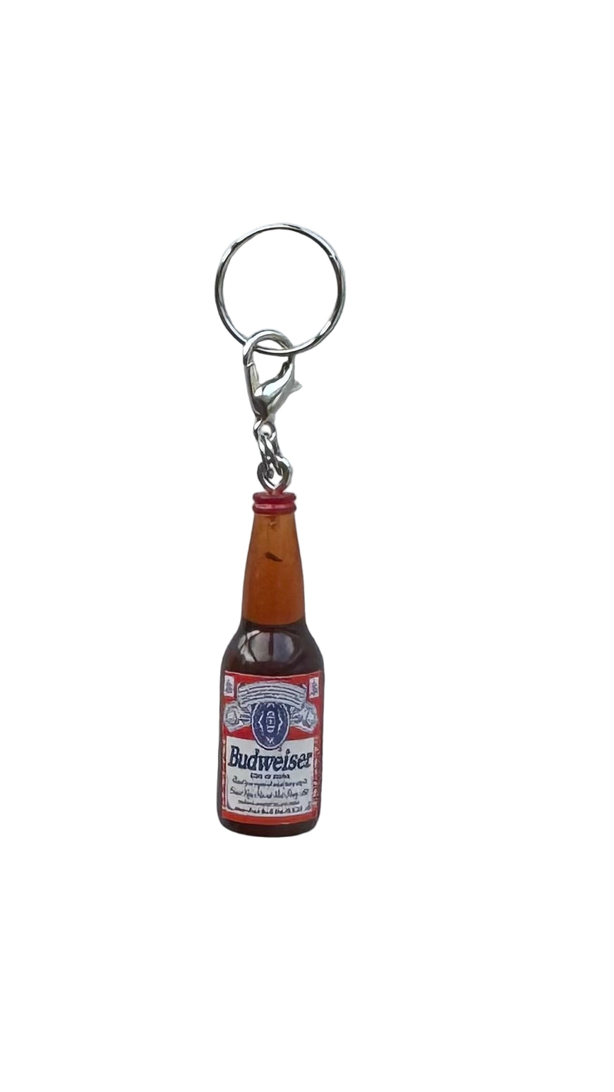 Budweiser bottle charm on a white background