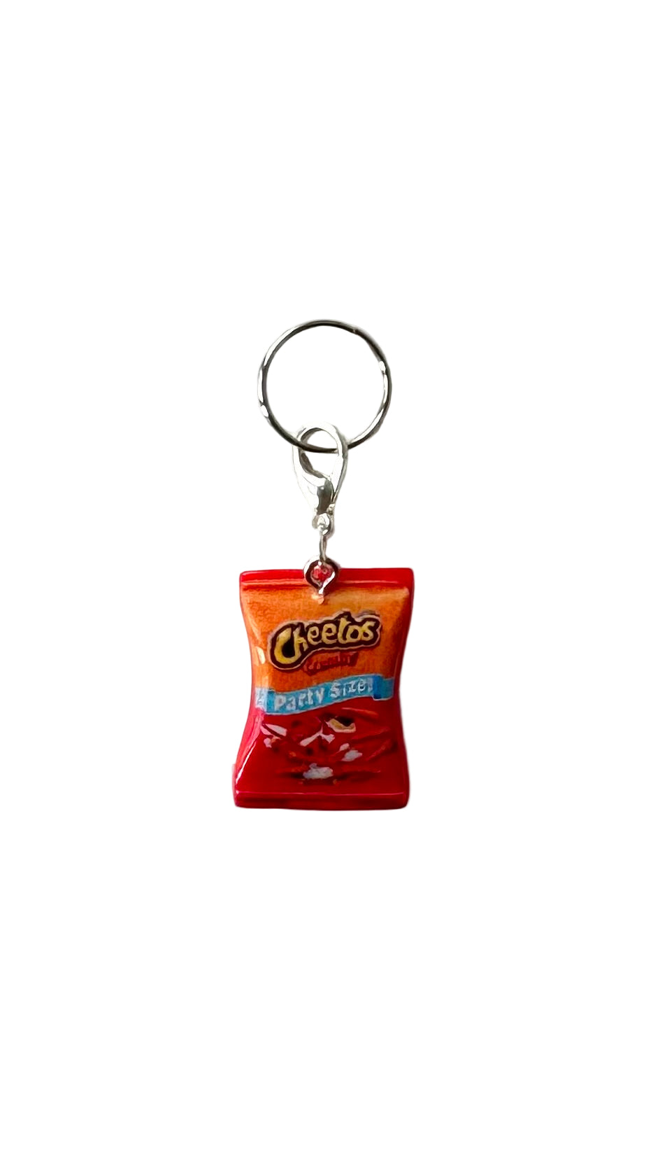 Cheetos snack bag charm on a white background