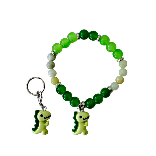 Green Dinosaur set - stone beads