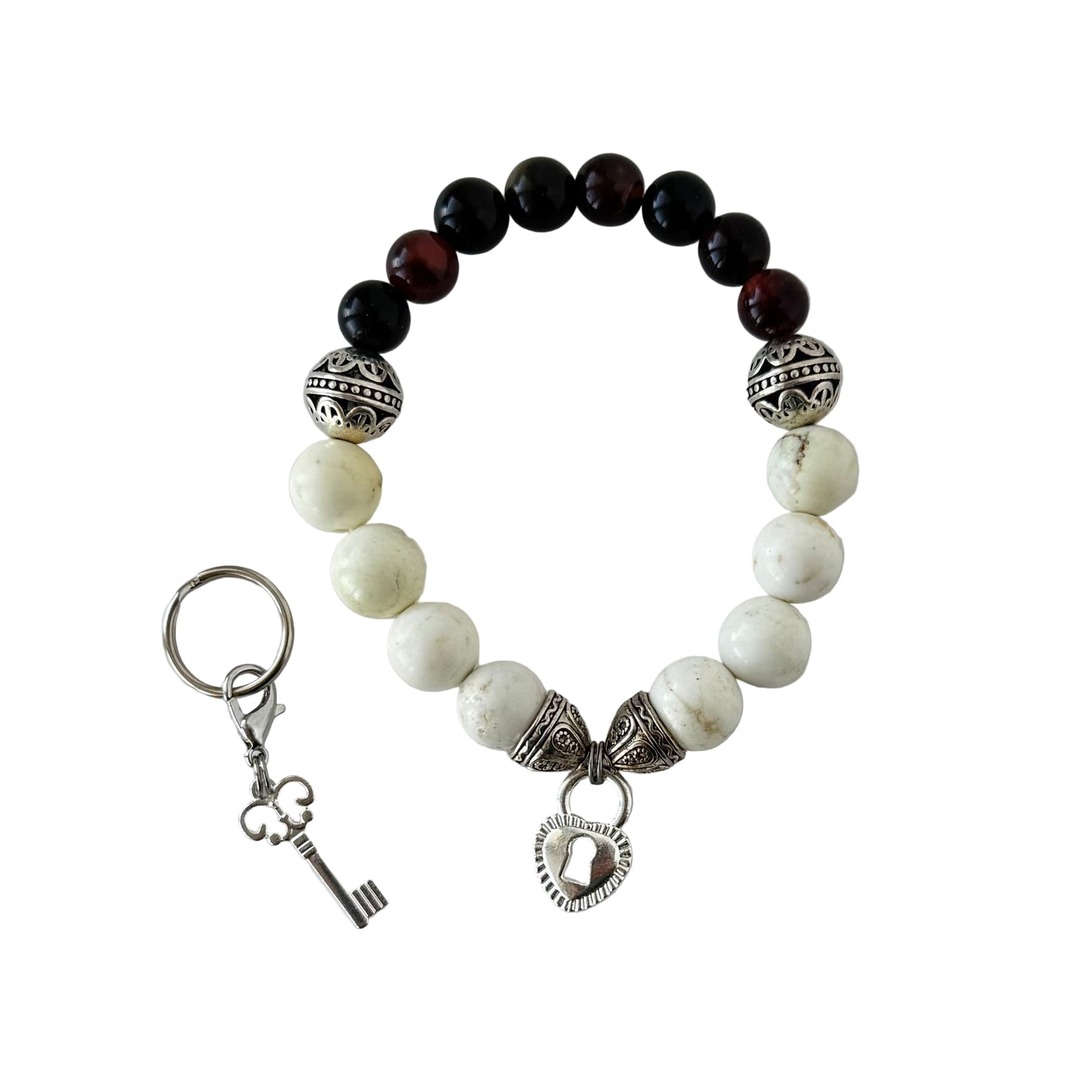 Silver locket set - silver and stone beads