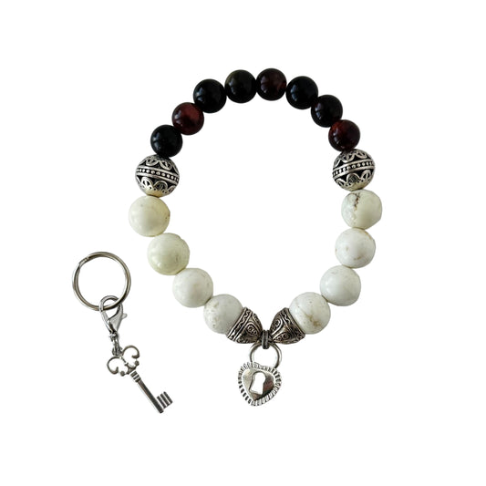 Silver locket set - silver and stone beads