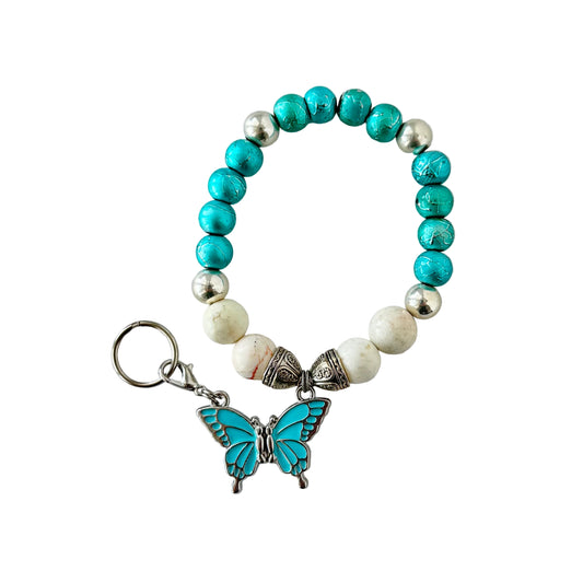 Blue butterfly set - stone beads