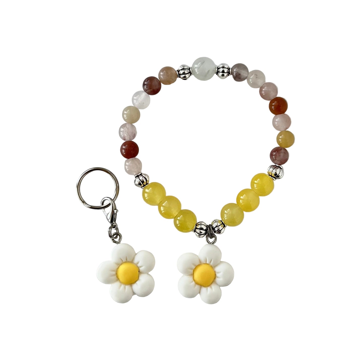 White daisy set - stone beads