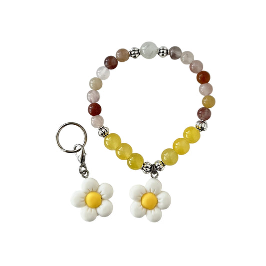 White daisy set - stone beads