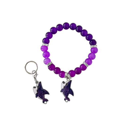 Purple shark set - stone beads