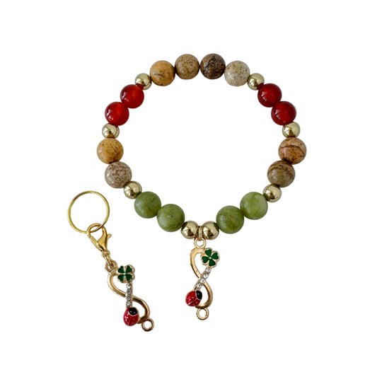 Luckee ladybug set - stone beads