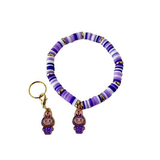 Purple Labubu set - clay beads