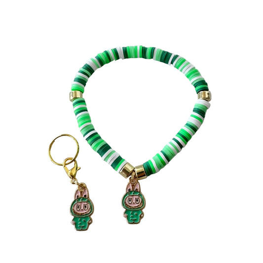 Green Labubu set - clay beads