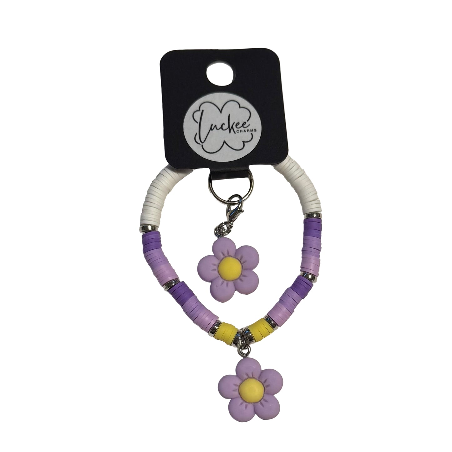 Purple daisy set - clay beads