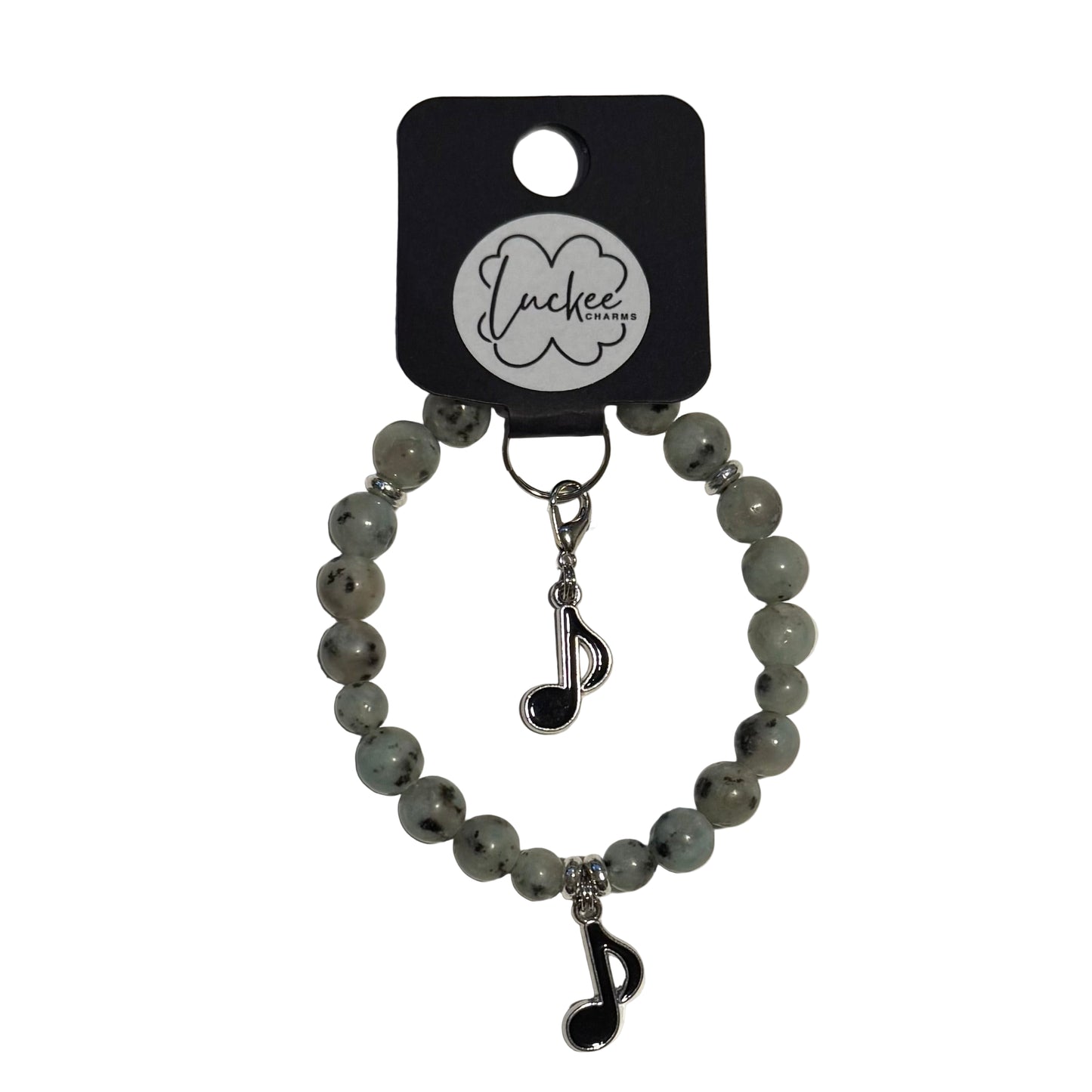 Black music note set - stone beads