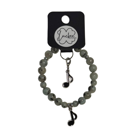 Black music note set - stone beads