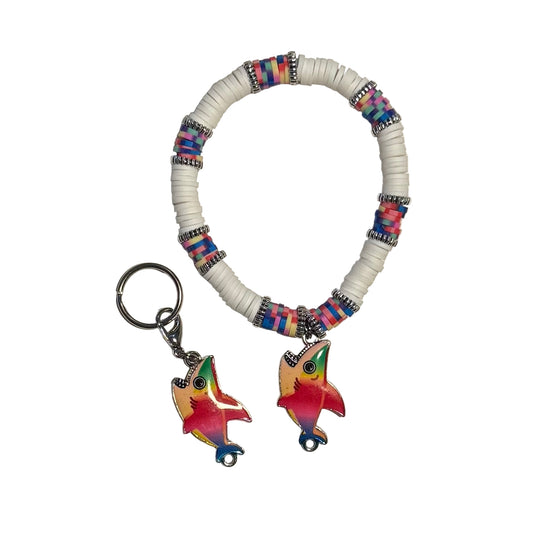 Rainbow shark set - clay beads